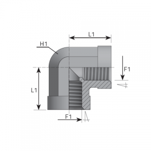 90° Adapter fixed female NPT – fixed female NPT. (LFFN)